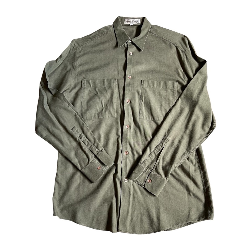 Pronto Uomo Vintage Olive Green Button Up Shirt US M